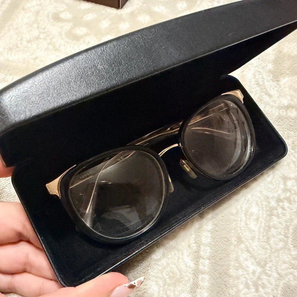 Versace Black and Gold Round Optical Glasses